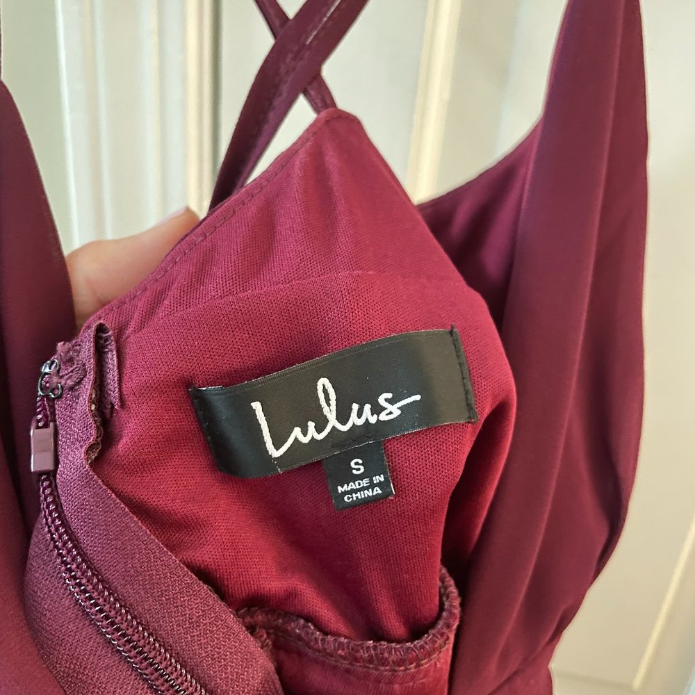 Lulus Burgundy Midi Dress, Size Small